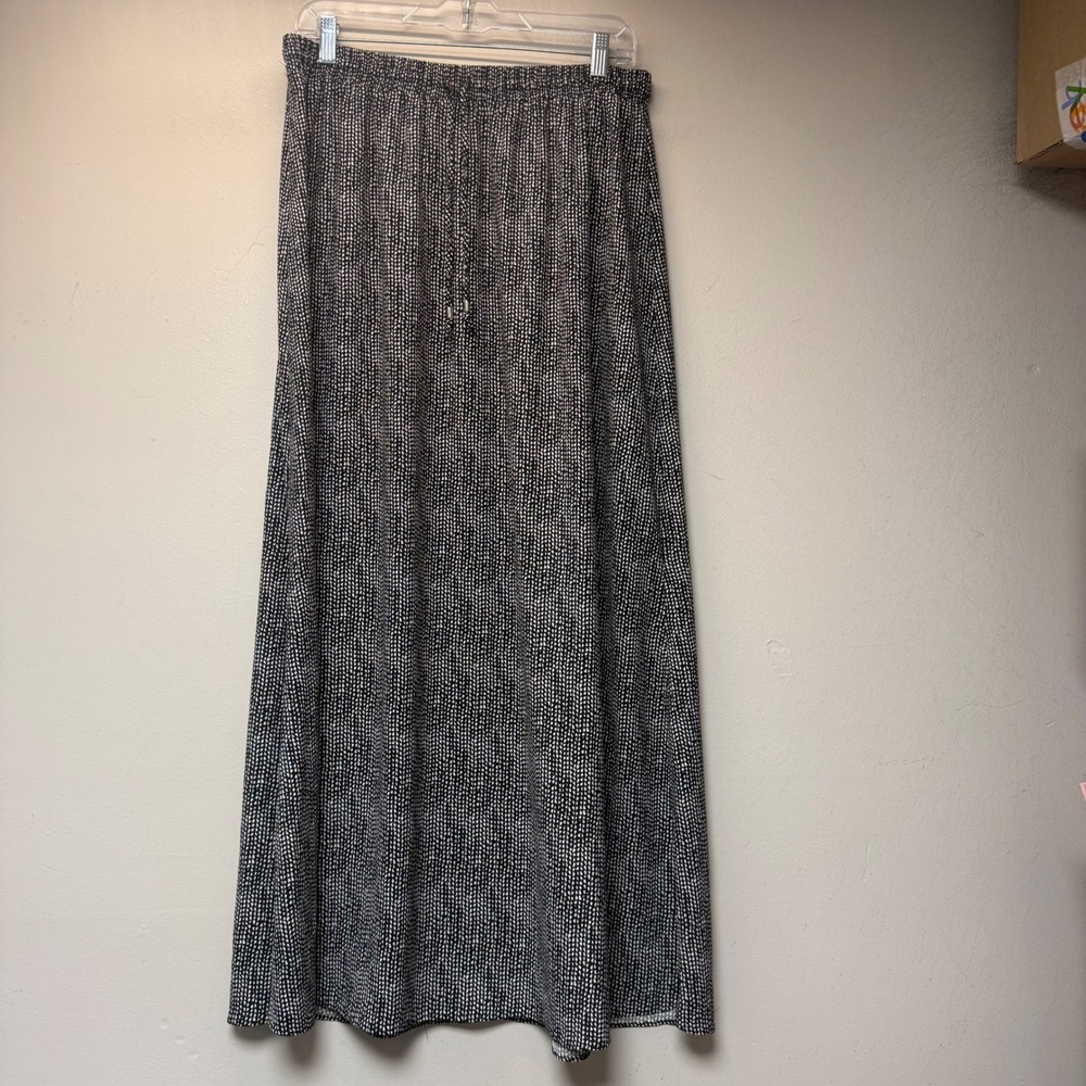 Covington Maxi Skirt Womens Medium Black White Dotted Excellent Drawstring Waist